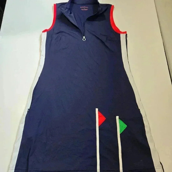 Kinona Flagstick Sleeveless Golf Dress with Pockets - Sz Small - Navy Blue - Picture 5 of 9